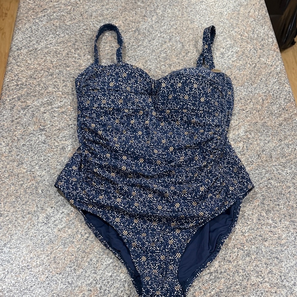 Nip Tuck Blue and Gold one piece swimsuit - Size 12